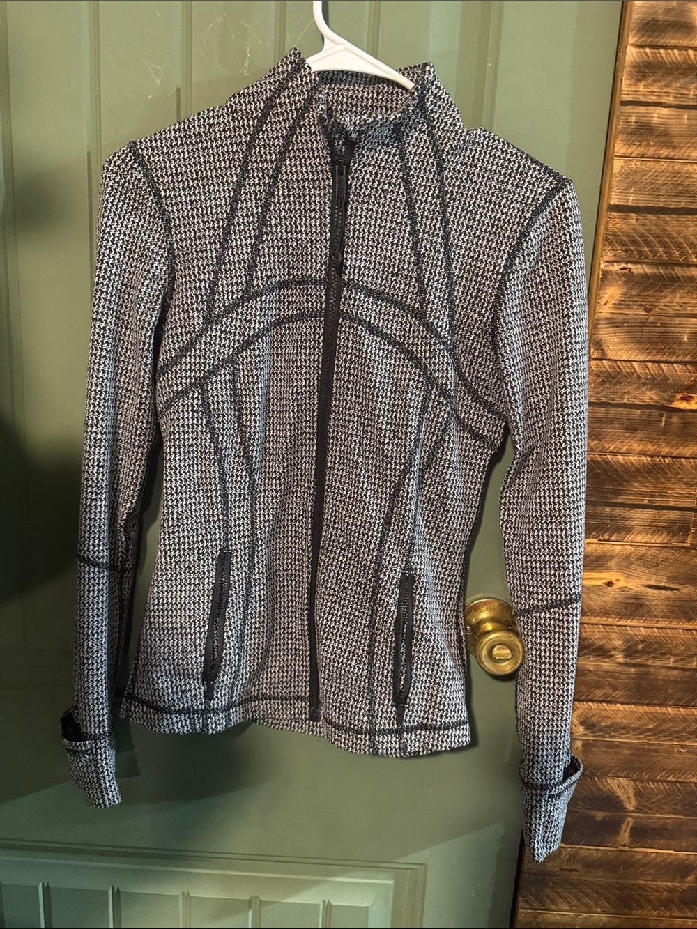 lululemon athletica Black & White Textured Full-Zip Bomber Jacket